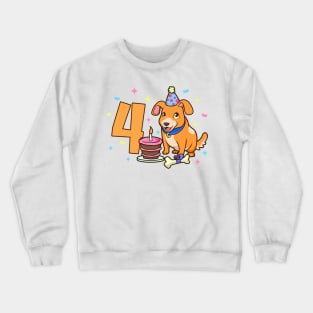 I am 4 with dog - kids birthday 4 years old Crewneck Sweatshirt